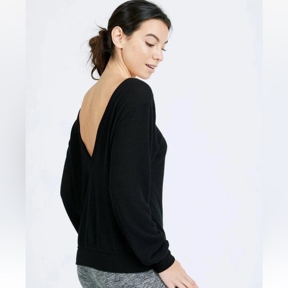 Joah Brown Black Low V Back “Get It” Sweatshirt - Picture 2 of 14